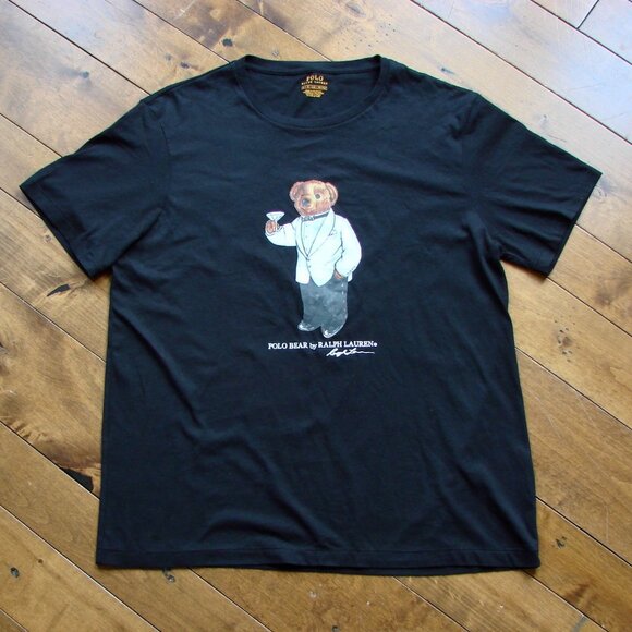 Polo Ralph Lauren Black Tee Shirt Tuxedo Martini Bear Size XL - Picture 2 of 13